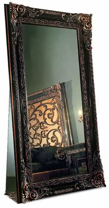 Casa Padrino miroir sur pied baroque de luxe noir 118 x H. 214 cm - Fabriqué en Italie Top-Seller