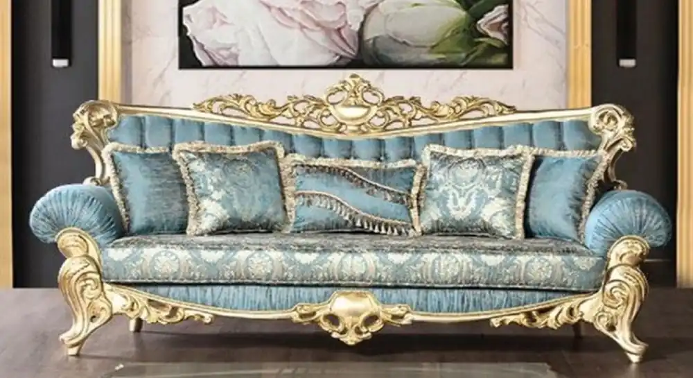 Bestseller Casa Padrino canapé de salon baroque de luxe turquoise / or 233 cm