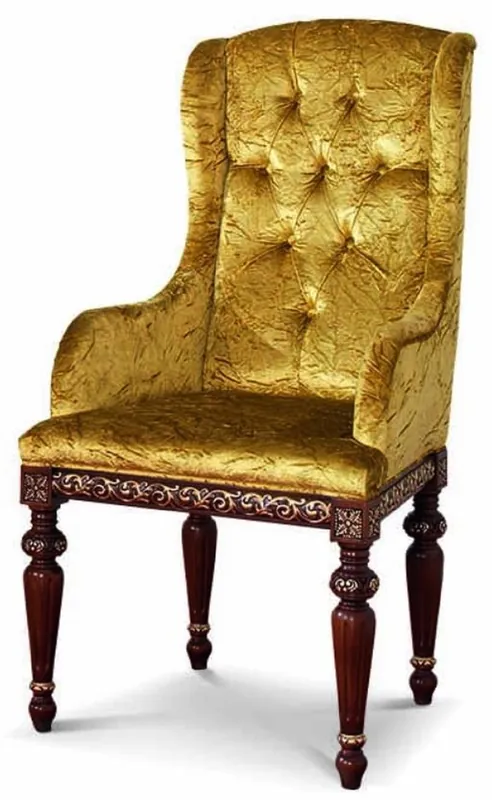 Preisreduziert Casa Padrino Chaise de Salle à Manger Baroque de Luxe avec Accoudoirs Or / Marron Foncé - Fabriquée en Italie