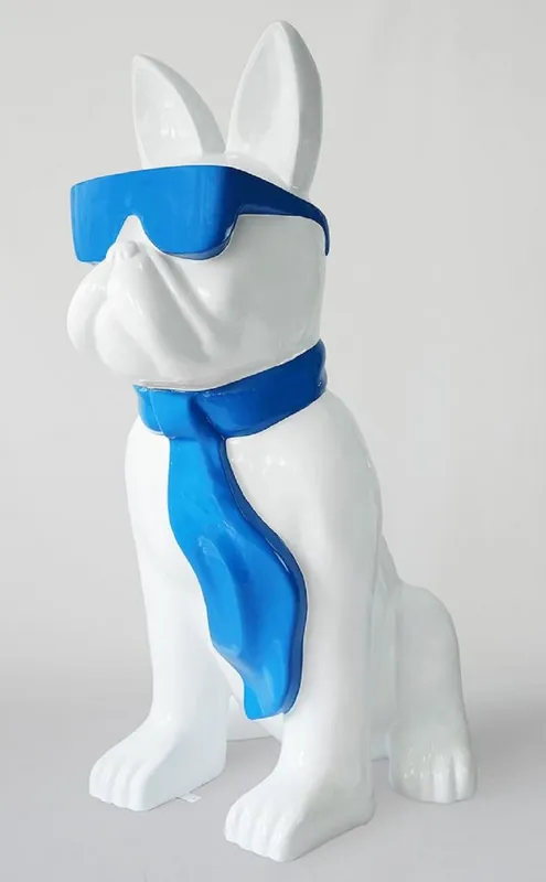 Casa Padrino sculpture décorative XXL chien bouledogue blanc / bleu H. 196 cm Jetzt Bestellen