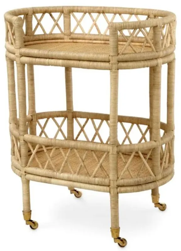 Casa Padrino chariot de service de luxe en rotin naturel 70 x 44 x H. 88 cm Kracherpreis