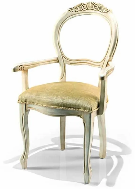 Casa Padrino Chaise de Salle à Manger Baroque de Luxe avec Accoudoirs Or / Ivoire - Fabriquée en Italie Echt