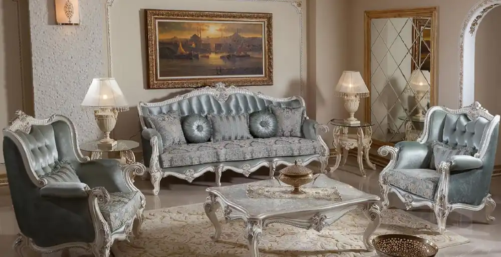 Casa Padrino ensemble de meubles de salon baroque de luxe vert / blanc / argent Kracherpreis