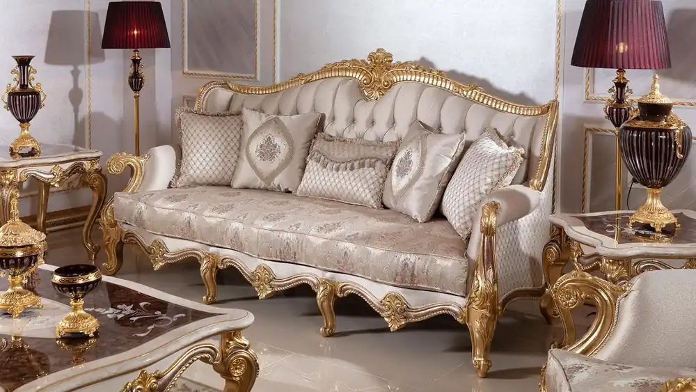 Casa Padrino canapé baroque de luxe argent / marron / or 245 cm Top-Seller