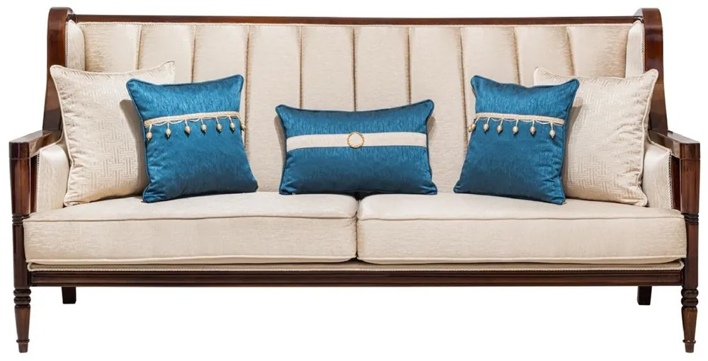 Casa Padrino canapé baroque de luxe beige / marron foncé 230 cm Echt