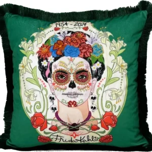 Finale Aktion Frida Kahlo de Casa Padrino coussin décoratif de luxe avec strass vert / coloré