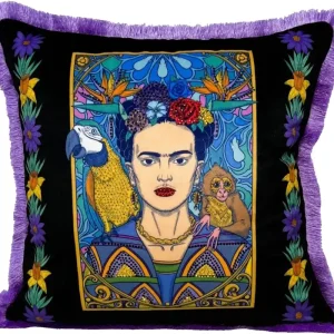 Mega-Angebot Frida Kahlo de Casa Padrino coussin décoratif de luxe avec strass noir / coloré / violet