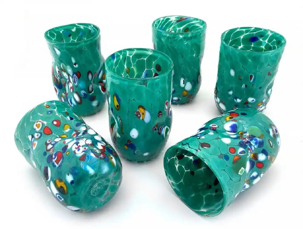 Wochenendangebot Casa Padrino ensemble de 6 verres à eau de luxe en verre de Murano vert Ø 8 x H. 12 cm - Fabriqué en Italie