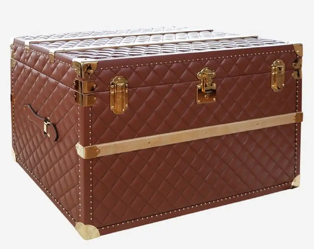 Casa Padrino valise de luxe en cuir véritable marron / or 100 cm - Fabriquée en Italie Ausverkauf