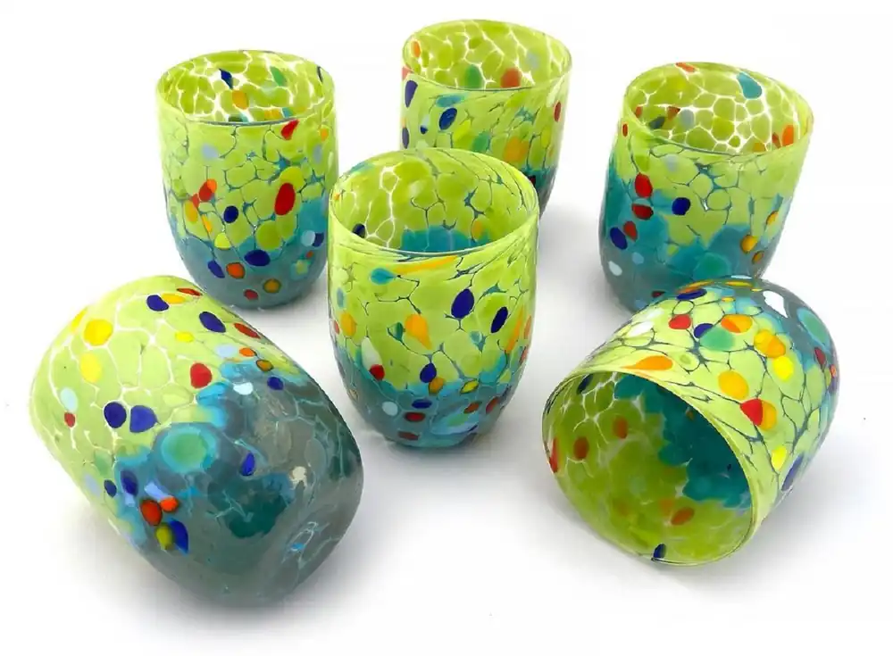 Neue Ware Casa Padrino ensemble de 6 verres à eau de luxe en verre de Murano vert / turquoise Ø 8 x H. 10,5 cm - Fabriqué en Italie