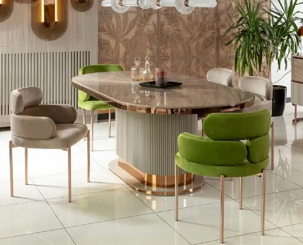 Direkt Vom Hersteller Casa Padrino Ensemble de Salle à Manger de Luxe Gris / Vert / Cuivre