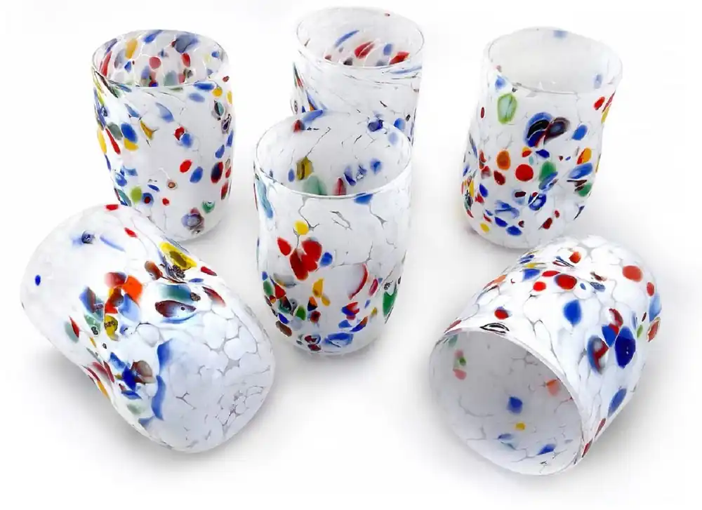 Jetzt Bestellen Casa Padrino ensemble de 6 verres à eau de luxe en verre de Murano blanc Ø 8 x H. 12 cm - Fabriqué en Italie