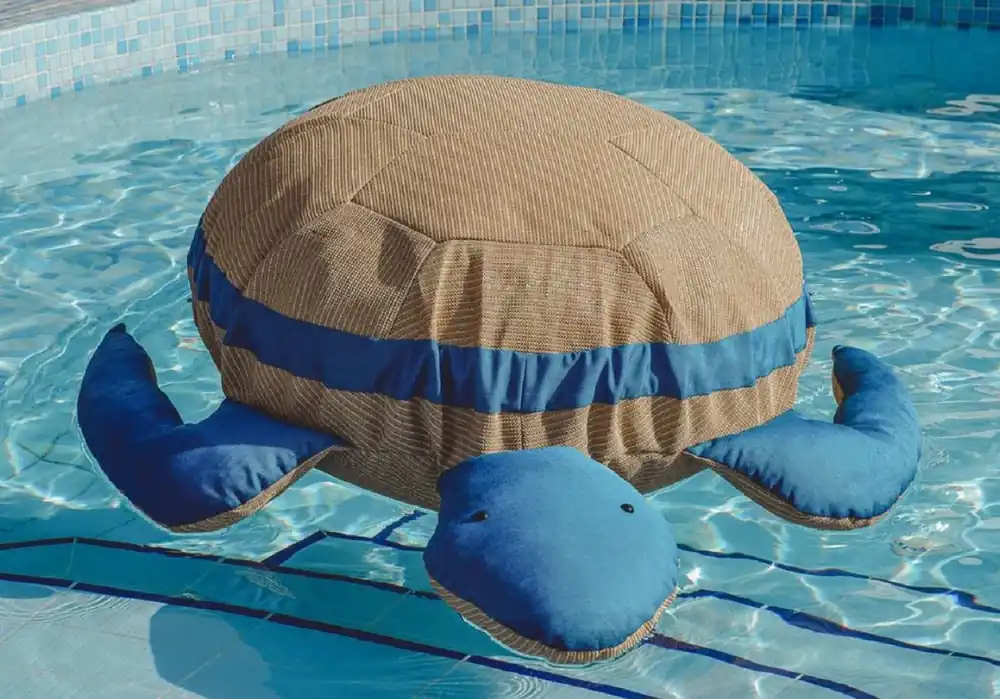 Casa Padrino pouf de luxe tortue beige / bleu 135 cm Highlight