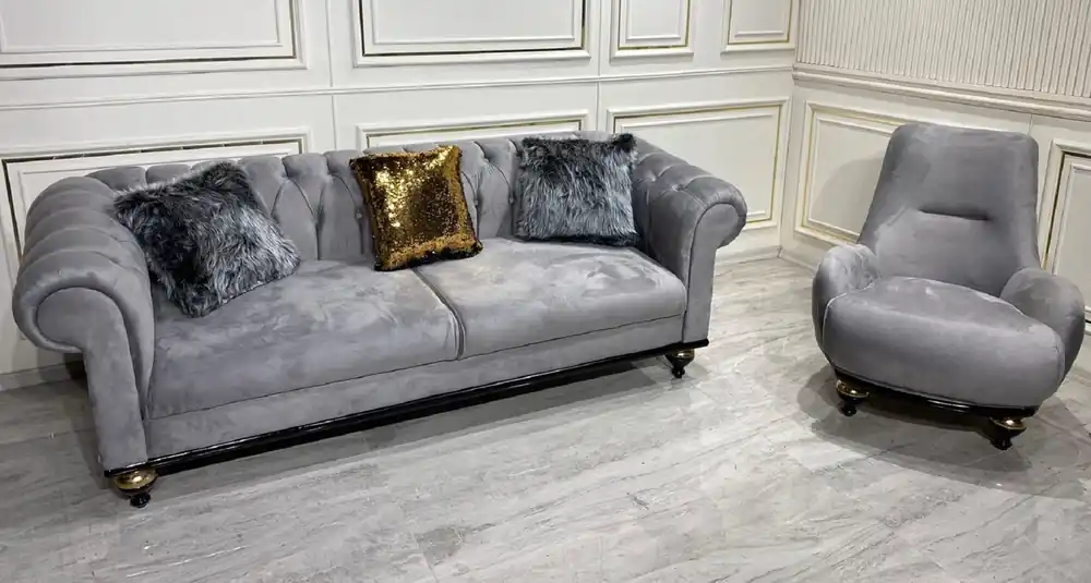 Knallerangebot Casa Padrino ensemble de meubles de salon baroque de luxe gris clair - 1 Canapé & 2 Fauteuils