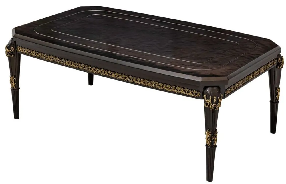 Casa Padrino table basse baroque de luxe marron foncé / or 132 cm - Meubles Baroques Markenware