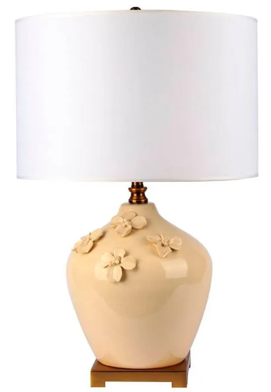 Casa Padrino lampe de table de luxe en céramique crème / or / blanc Ø 40 x H. 70 cm Direkt Vom Hersteller