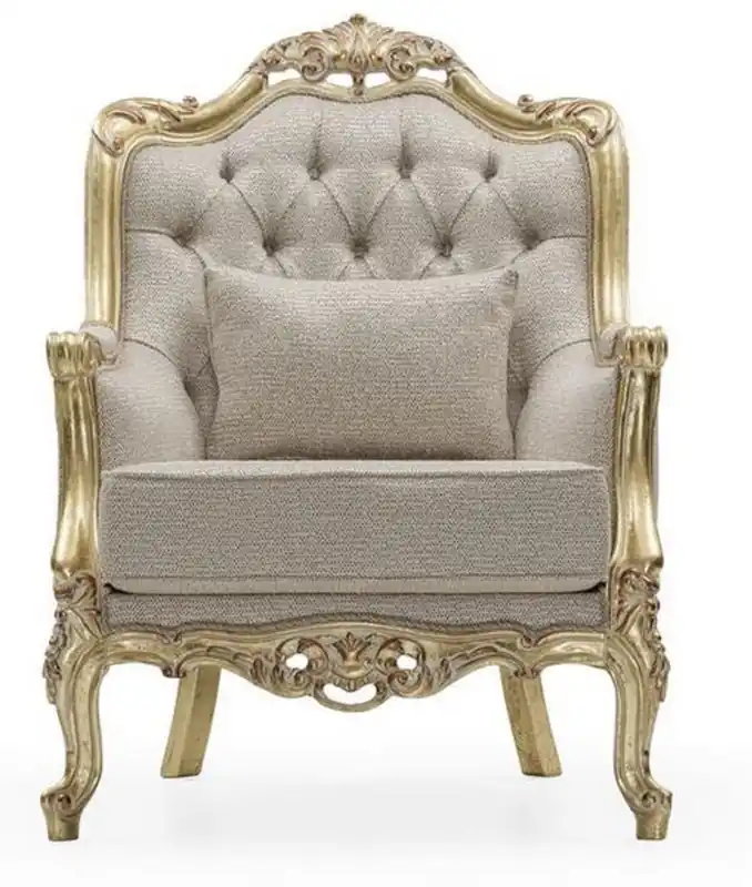 Casa Padrino fauteuil baroque de luxe gris / or H. 105 cm - Meubles Baroques Abverkauf
