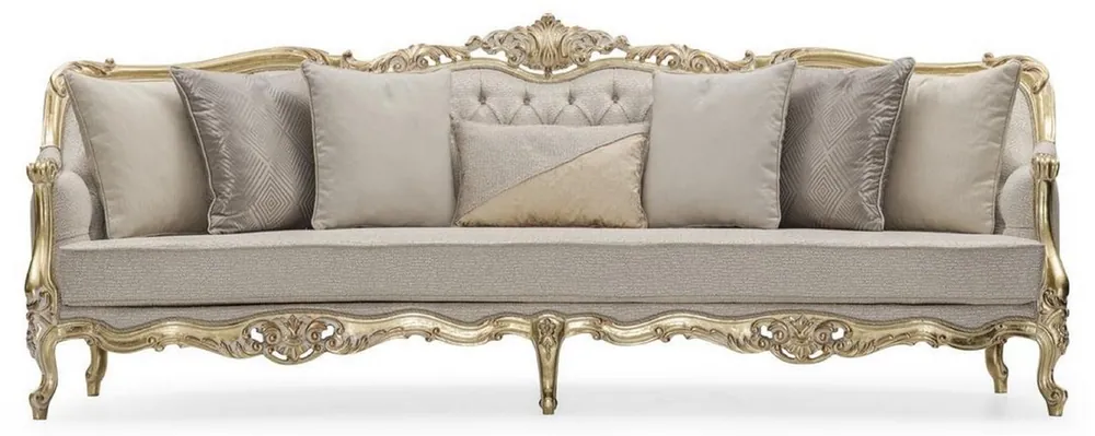 Online Kaufen Casa Padrino Canapé de Salon Baroque de Luxe Gris / Or 292 cm - Meubles Baroques