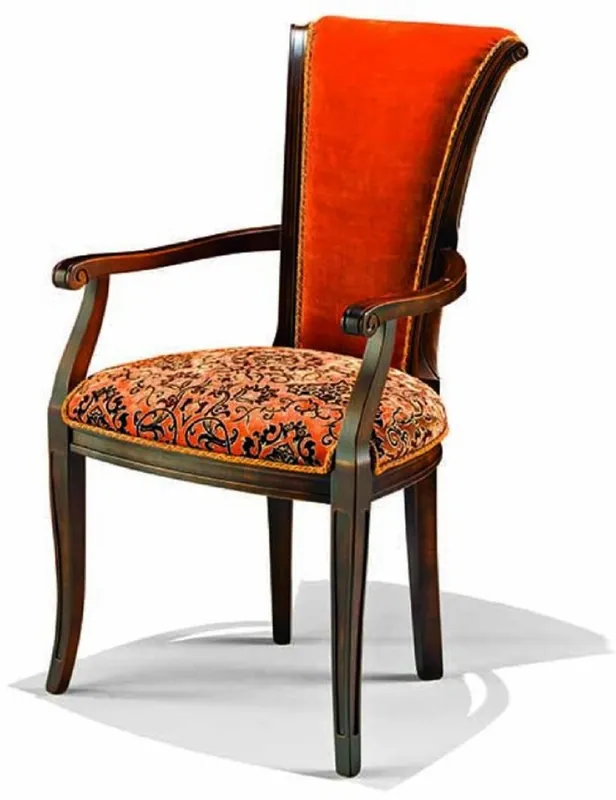 Casa Padrino Chaise de Salle à Manger Baroque de Luxe avec Accoudoirs Rouge / Marron Foncé H. 98 cm - Fabriquée en Italie Bestpreis