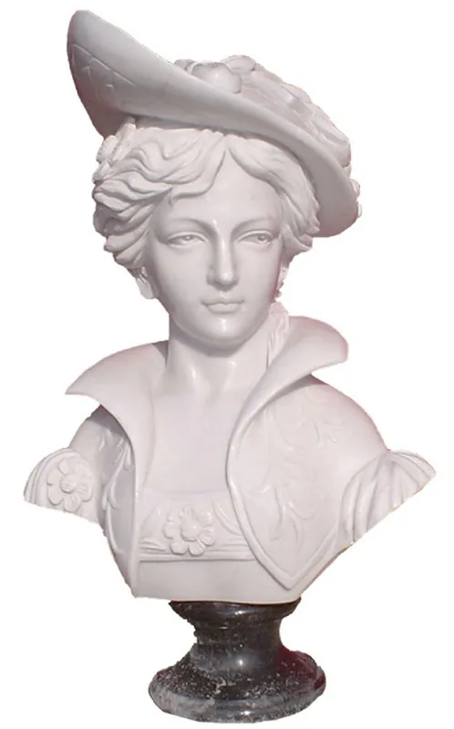 Casa Padrino buste décoratif Art Nouveau de luxe en marbre dame blanc H. 60 cm Nur Heute