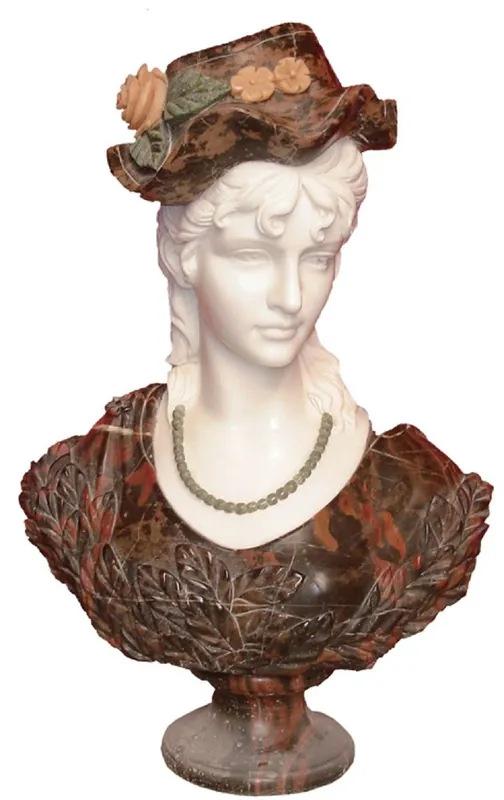 Casa Padrino buste décoratif Art Nouveau de luxe en marbre dame blanc / marron H. 60 cm Billig