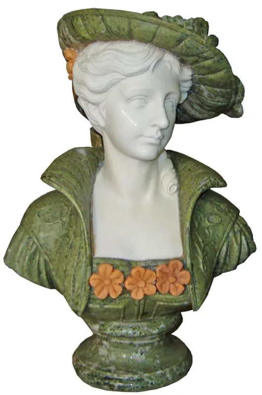 Casa Padrino buste décoratif Art Nouveau de luxe en marbre dame blanc / vert H. 65 cm Bestpreis