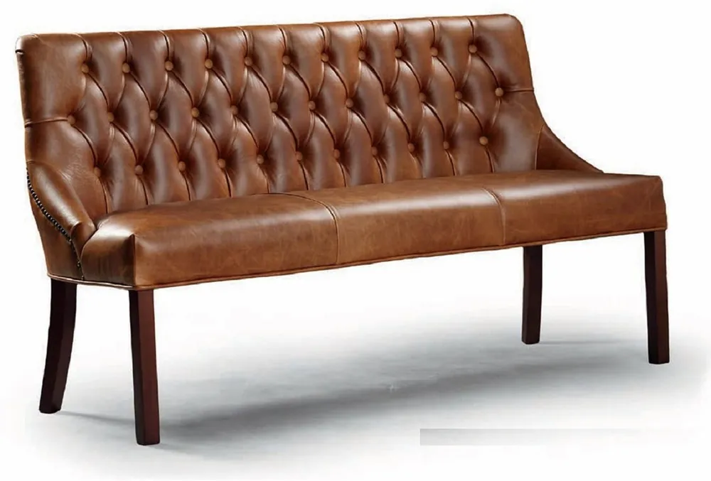 Günstig Casa Padrino banc Chesterfield de luxe en cuir véritable marron 160 cm