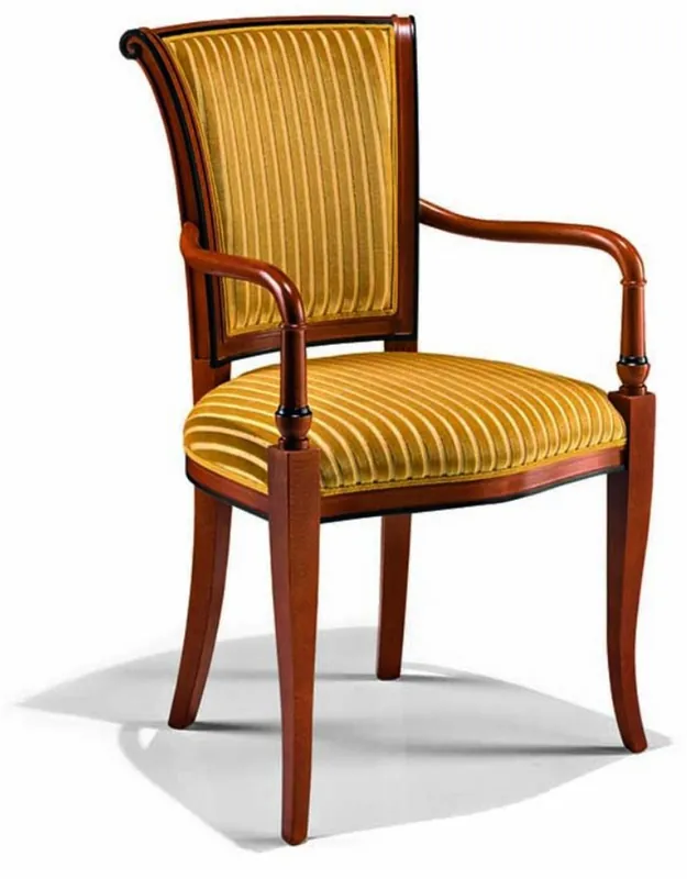 Casa Padrino Chaise de Salle à Manger Baroque de Luxe avec Accoudoirs Or / Marron - Meubles Baroques Italiens Neu