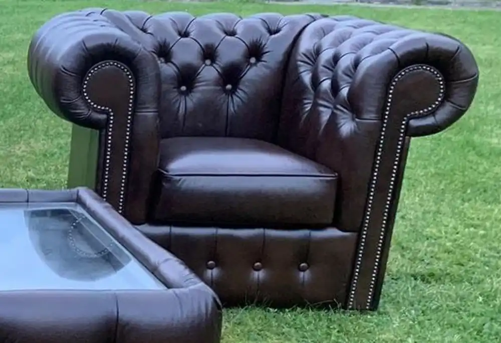 Billig Casa Padrino fauteuil Chesterfield de luxe en cuir véritable noir H. 78 cm
