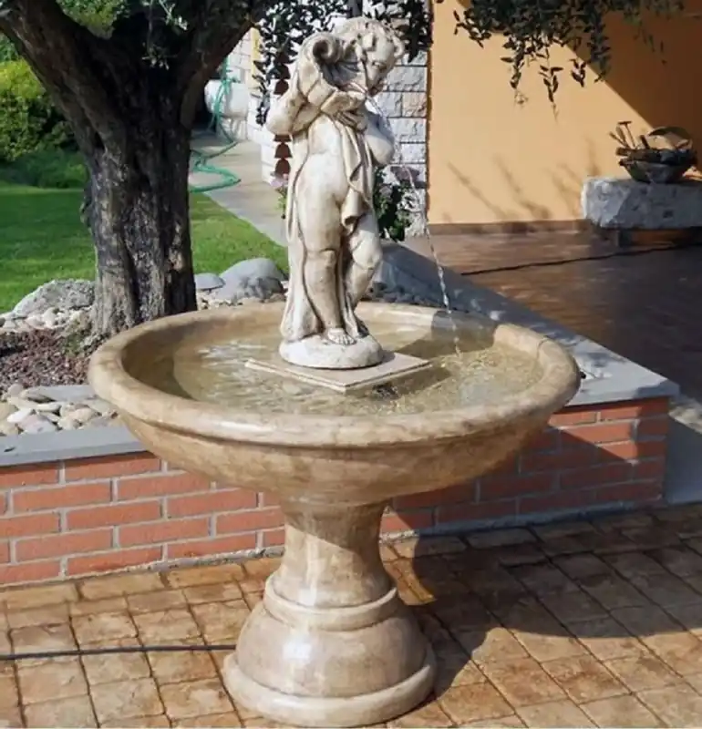 Casa Padrino Fontaine Baroque Gris Ø 102 x H. 154 cm - Fabriqué en Italie Echt