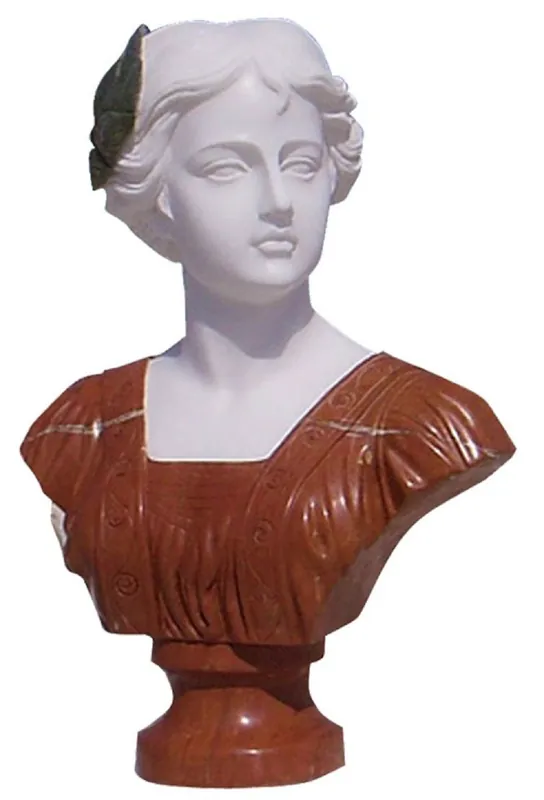Markenprodukt Casa Padrino Buste Baroque de Luxe en Marbre Dame Blanc / Rouge H. 65 cm