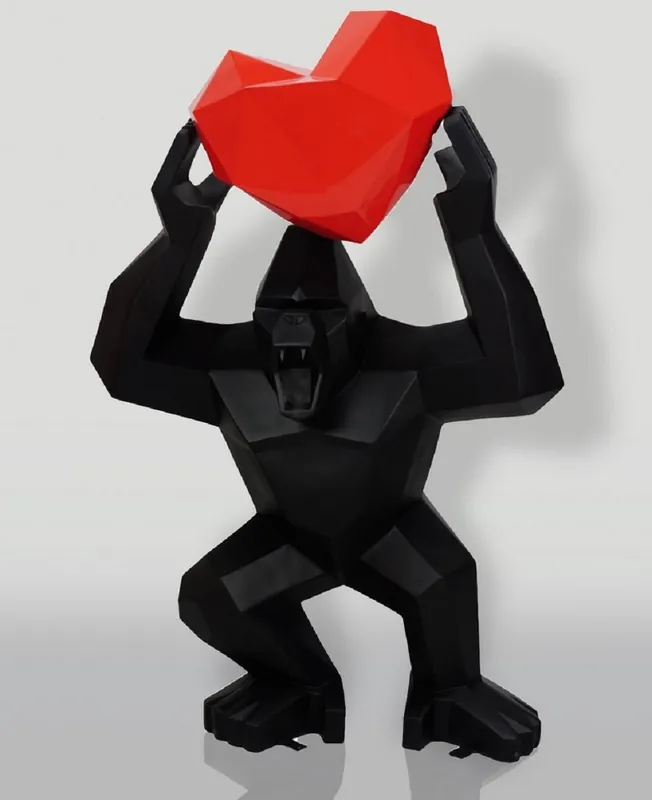Casa Padrino sculpture décorative XXL gorille avec coeur noir / rouge H. 146 cm Jetzt Kaufen