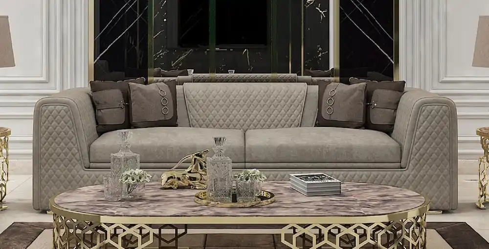 Top-Angebot Casa Padrino Canapé de Salon et Hôtel de Luxe Gris / Or 260 cm