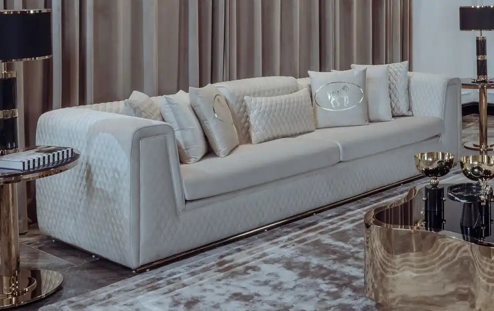 Top-Seller Casa Padrino Canapé de Salon et Hôtel de Luxe Crème / Or 260 cm