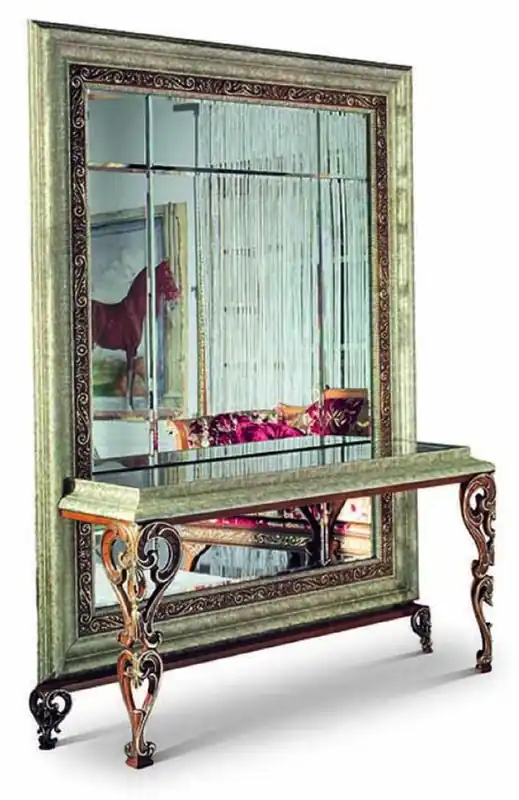Solange Der Vorrat Reicht Casa Padrino Console Miroir Baroque de Luxe Argent Antique / Rouge - Meubles Baroques - Fabriqué en Italie