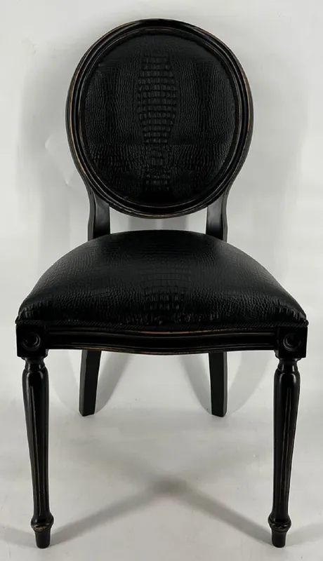 Ausverkauf Casa Padrino chaise de salle à manger baroque en cuir artificiel noir - Meubles baroque