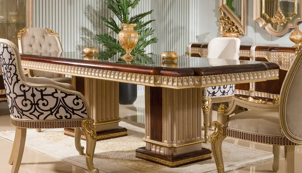 Casa Padrino table à manger baroque de luxe marron foncé / gris / or 250 cm Preisknaller