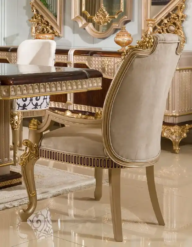 Casa Padrino chaise de salle à manger baroque de luxe avec accoudoirs gris / or H. 100 cm Abverkauf