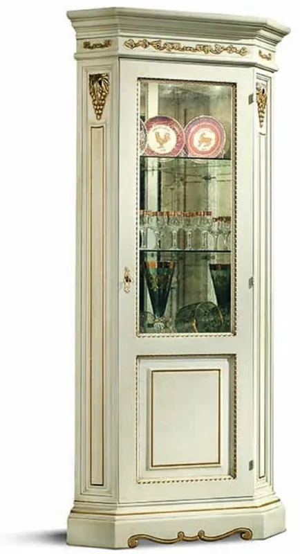 Abverkauf Casa Padrino vitrine d'angle baroque de luxe blanc / or - Meubles baroques - Fabriqué en Italie