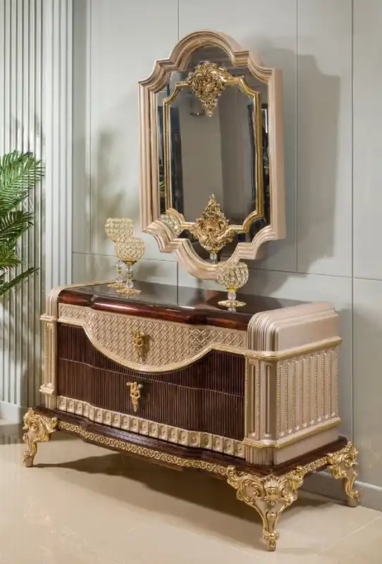 Heißes Angebot Casa Padrino commode baroque de luxe avec miroir marron foncé / gris / or - Meubles baroques