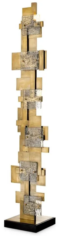Schneller Versand Casa Padrino lampadaire de luxe laiton vintage / noir H. 166 cm - Luminaires de luxe