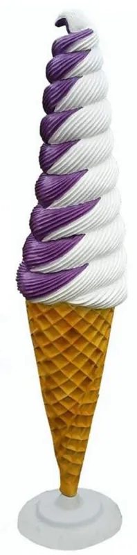 Casa Padrino cornet à glace décorative XXL blanc / violet / beige H. 250 cm - Décoration de glacier Super-Preis