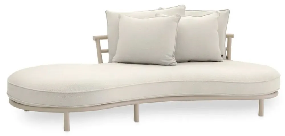 Casa Padrino canapé extérieur de jardin de luxe côté droit blanc gris / sable 220 cm - Meubles de jardin de luxe Mega-Angebot