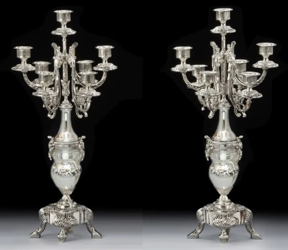 Casa Padrino ensemble de porte bougies baroque de luxe argent H. 55 cm Neue Ware