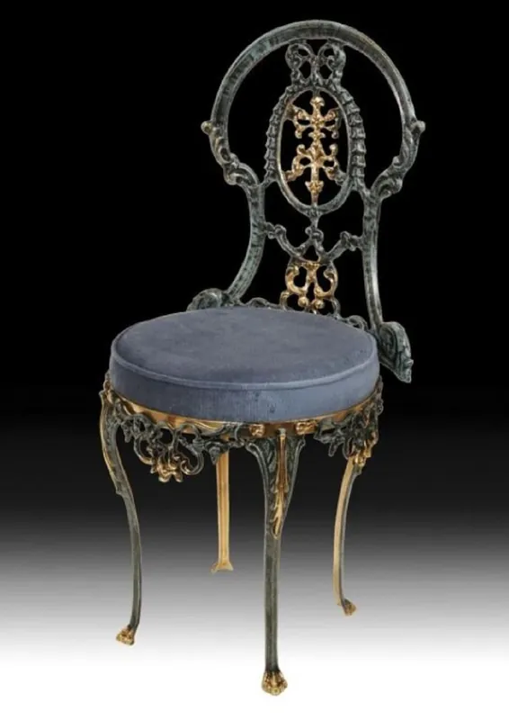 Billig Casa Padrino chaise de salle à manger baroque de luxe bleu / or H. 86 cm - Meubles de salle à manger baroques