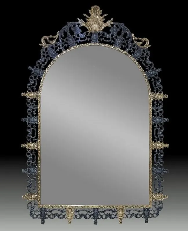 Abverkauf Casa Padrino Miroir Baroque de Luxe en Bronze Bleu / Or H. 123 cm - Meubles Baroques