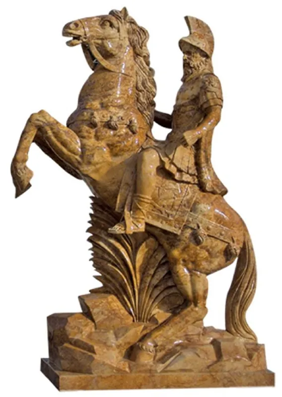 Günstig Casa Padrino sculpture en marbre de style antique romain sur cheval droit marron H. 210 cm - Décoration de jardin
