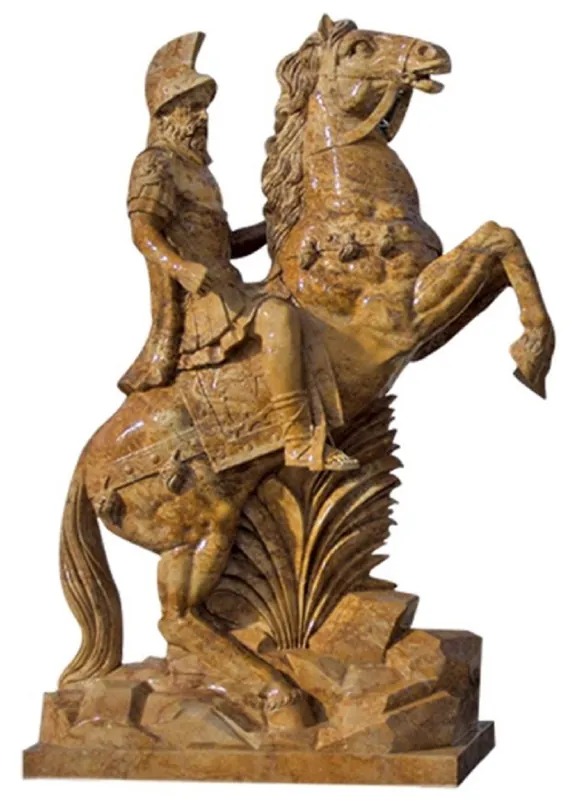 Casa Padrino sculpture en marbre de style antique romain sur cheval gauche marron H. 210 cm - Décoration de jardin Wochenendangebot