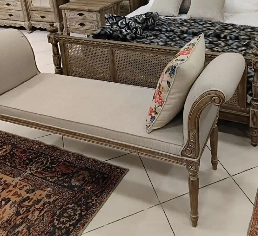 Pompöös de Casa Padrino banc baroque de luxe Provence gris / marron 170 cm - Conçu par Harald Glööckler Must-Have