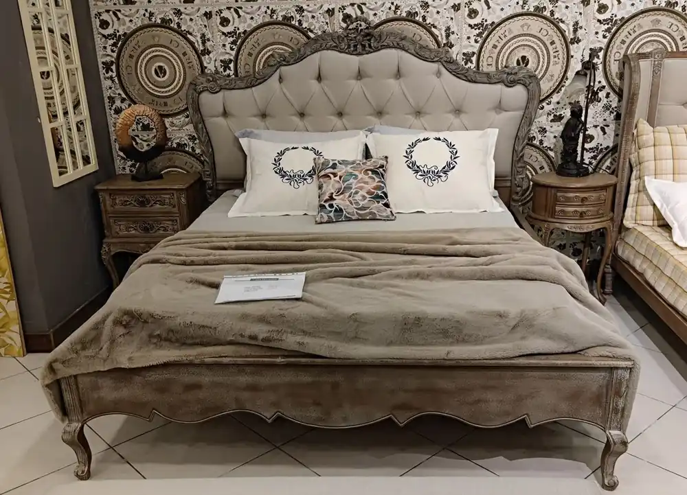Finale Aktion Pompöös de Casa Padrino lit double baroque de luxe Provence gris / gris antique - Conçu par Harald Glööckler
